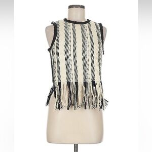 Dolce Vita Black & Cream Fringe Sleeveless Top